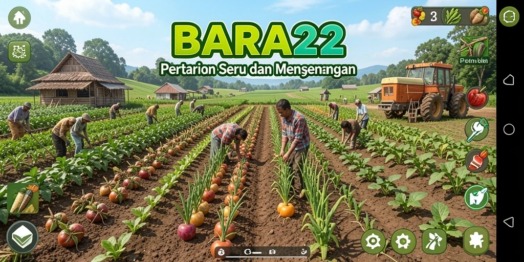 Tampilan gameplay BARA22 dengan aktivitas pertanian yang menyenangkan.