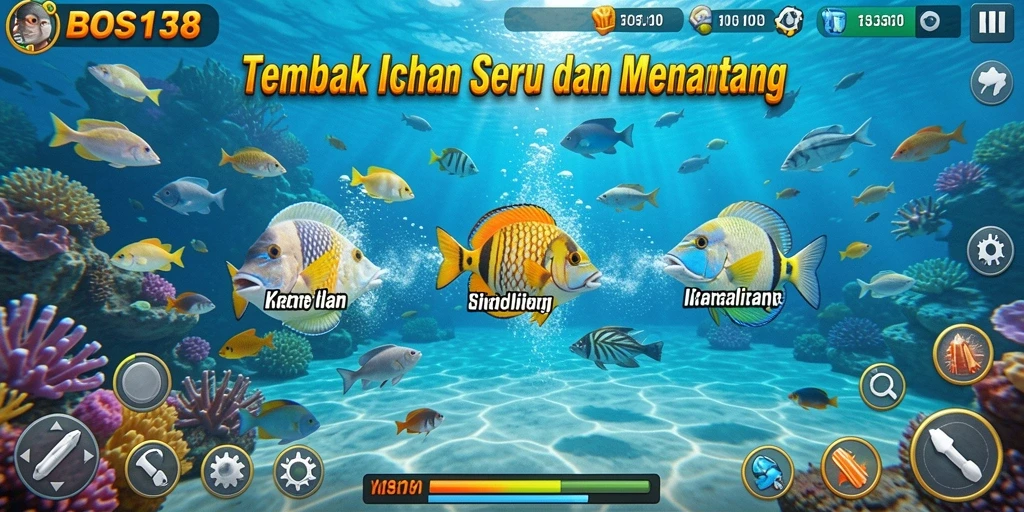 Tampilan gameplay seru saat menembak ikan di BOS138.