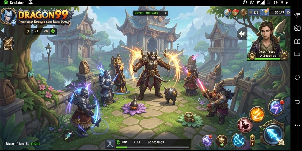 Tangkapan layar utama menunjukkan pertempuran intens di <strong>DRAGON99</strong>.