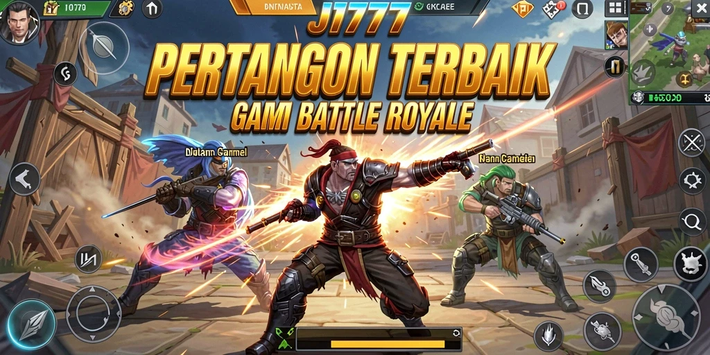 Screenshot JT777 menunjukkan aksi gameplay seru di medan tempur Battle Royale.