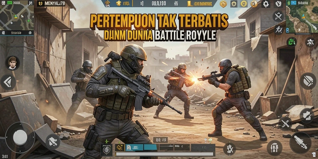Tampilan menarik dari gameplay <strong>MENYALA78</strong> dalam pertempuran Battle Royale.
