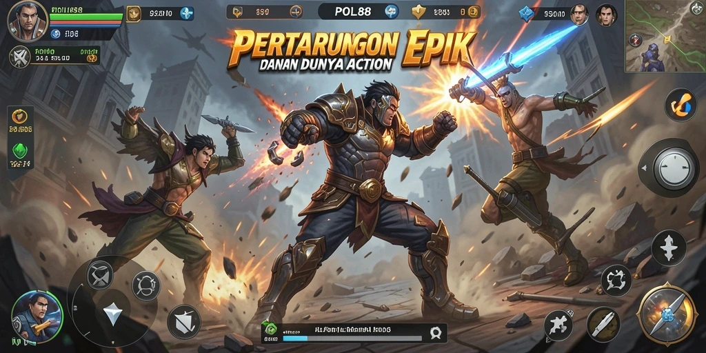 Screenshot gameplay POL88 dengan aksi pertarungan yang mendebarkan.