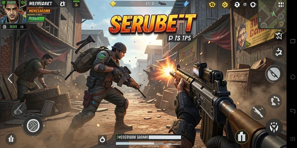 Gambaran gameplay intens dari SERUBET dalam aksi TPS.